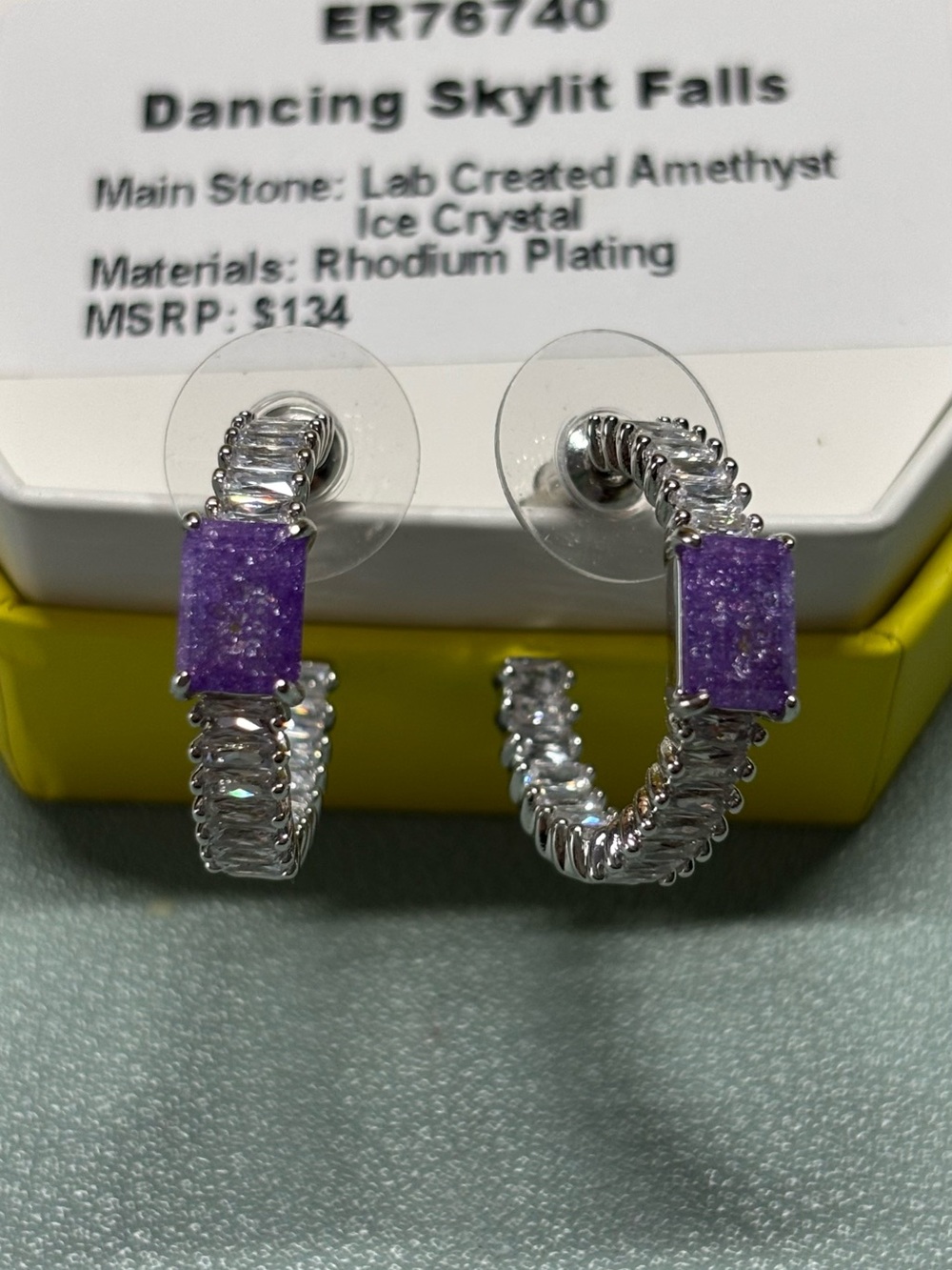Dancing Skylit Falls Lab-Created Amethyst Hoop Earrings - Purple
